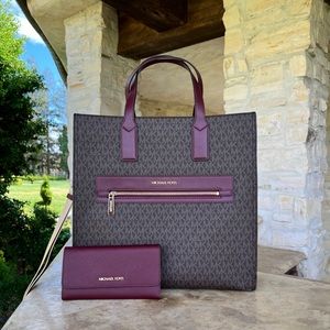 Michael Kors large Kenly tote signature handbag&wallet set NWT